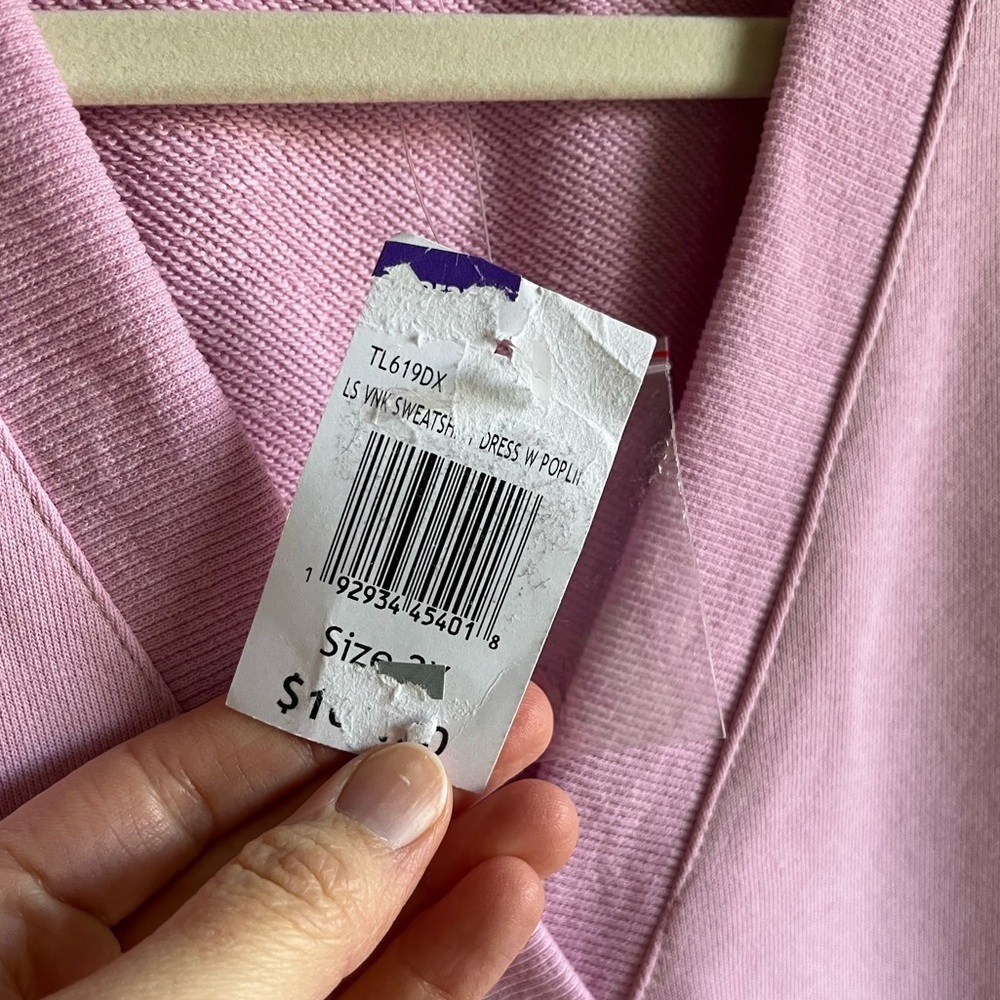 NWT English Factory Women’s Cotton Preppy Resort Pink Sweatshirt Dress Sz 2X - Picture 12 of 16